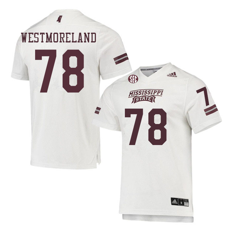 Men #78 Sam Westmoreland Mississippi State Bulldogs College Football Jerseys Sale-White